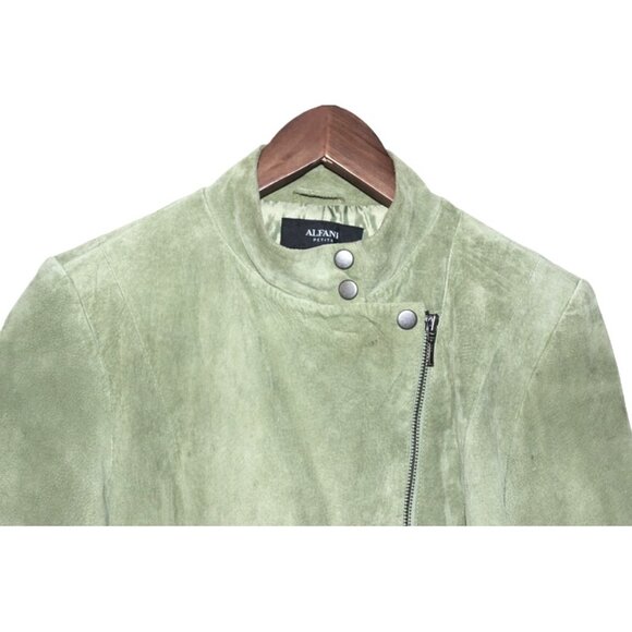 ALFANI 100% Genuine Suede Leather Jacket in Sage, Medium Petite - Picture 3 of 11